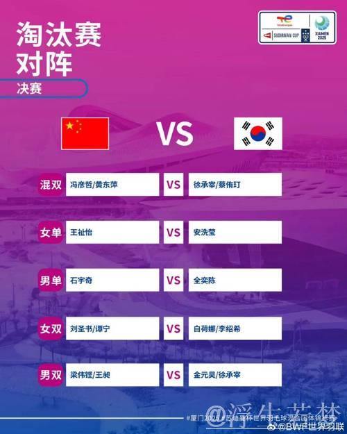 中国对决韩国:苏迪曼杯决赛之战 中国对决韩国:苏迪曼杯决赛之战